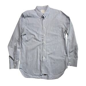 Billy‎ Reid Button-up Long Sleeve Shirt Striped Standard Cut Blue Men's Large